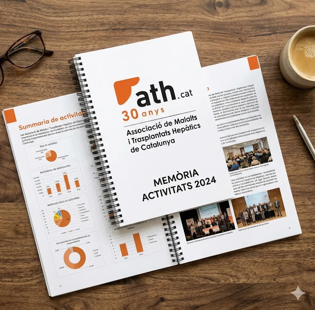 Portada de la memòria d'activitats 2024 de l'Associació Catalana del Fetge